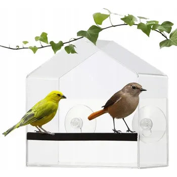 Krmítko pro ptáka KRMÍTKO PRŮHLEDNÝ NA SKLO OKNO PRO DIVOKÉ PTÁKY NA SLUNEČNICOVÉ SEMÍNKO