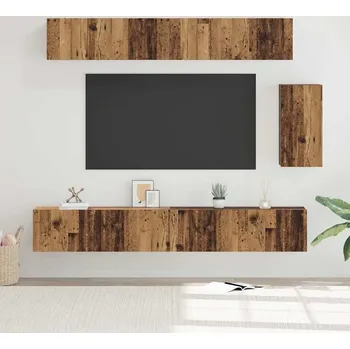 Obývací stěna vidaXL Sestava TV skříněk Nástěnný 6 pcs Staré dřevo kompozitní dřevo [3393441]