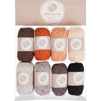 Příze BAVLNĚNÁ PŘÍZE SADA MINI PŘÍZÍ NA HÁČKOVÁNÍ 8 KUSŮ 25 m 10 g S