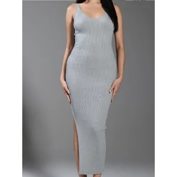 Dámská móda Sinsay - Šaty z&nbsp;žebrovaného úpletu - šedá - 006AU-09M - 006AU-09M-XL