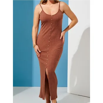 Oblečení a móda Sinsay - Přiléhavé šaty na ramínka - oranžová - 876AL-28X - 876AL-28X-XXS