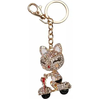 Albi Štrasová klíčenka - Kočička na motorce, kov f080021