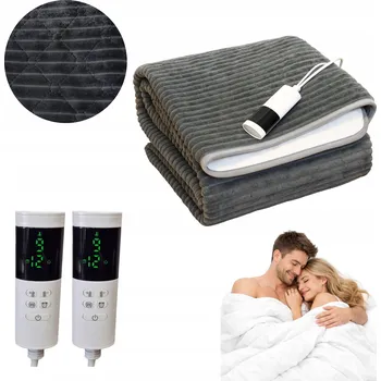 VYHŘÍVACÍ PODLOŽKA DO POSTELE DVOUZÓNOVÁ DVA OVLADAČE 180X160 CM VELKÁ ELEKTRICKÁ