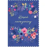 Ditipo Blahopřání K - Krásné narozeniny - modré s květy 6890614