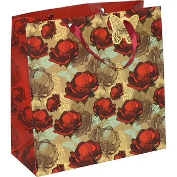 Dárková taška Nekupto Dárková taška LIL 1605 Rudé květy 7940007