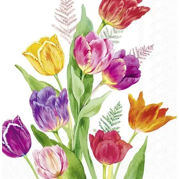 Papírový kapesník Alvarak Velikonoční ubrousky BRIGHT TULIPS - 33x33cm, 20ks, 3vrstvé 7570274