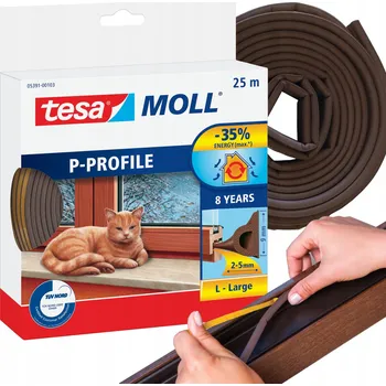 TESA Gumové těsnění PROFIL P 25m 9mm hnědé