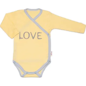 Kojenecký body Baby Nellys Body dlouhý rukáv Love - zapínání bokem, žluté, vel. 74