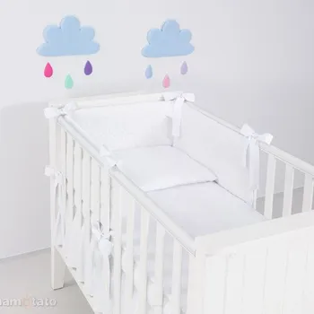 mantinel do postýlky Mantinel s povlečením do postýlky, 3D sada, 120x90 cm - bilá, minky