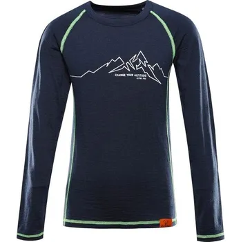 Chlapecké tričko Dětské triko ALPINE PRO MERENO 140/146 Tmavě modrá, Světle zelená, Bílá