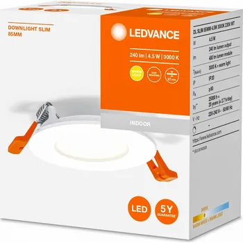 Lampička LEDVANCE Recess Slim LED vestavné svítidlo Ø8,5cm 3000K bílá 1 x 4,5 W LED