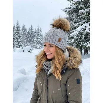 Čepice Dámská čepice s bambulí Octawia - šedá, Varianta: Čepice, VELIKOST UNI