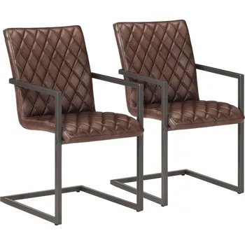 Jídelní židle Konzolové jídelní židle 2 ks hnědé pravá kůže IM_321845