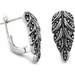 Stříbrné náušnice 925 větvička list s markazity, ideální na večer / jako dárek