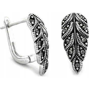 Náušnice Stříbrné náušnice 925 větvička list s markazity, ideální na večer / jako dárek