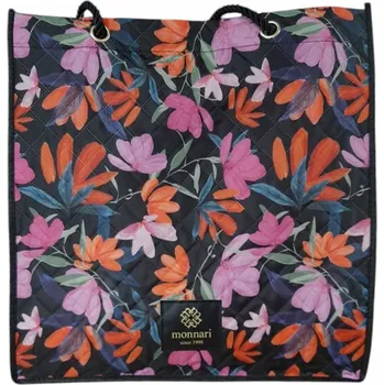 Kabelka Monnari shopper kabelka polyester černá prošívaná na nákupy