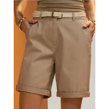 Oblečení a móda Sinsay - Bavlněné kraťasy s páskem - béžová - YP622-08X - YP622-08X-XXS