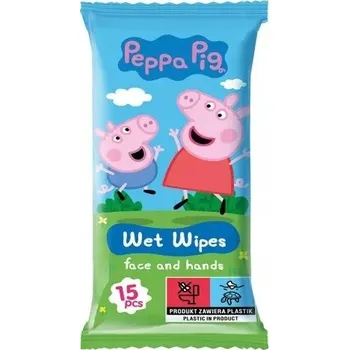 Vlhčený ubrousek Prasátko Pepa Vlhčené ubrousky na obličej a ruce pro děti Jahoda 15 ks