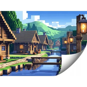 Fototapeta FOTOTAPETA PRO DĚTI DOMKY MINECRAFT 368x254 DO LOŽNICE