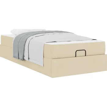 Postel vidaXL Rám postele s matrací s matrací 2 pcs Krémová textil [3399471]