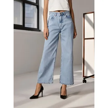 Dámská móda Sinsay - Zkrácené džíny s širokými nohavicemi - modrá - 821DB-50J - 821DB-50J-34