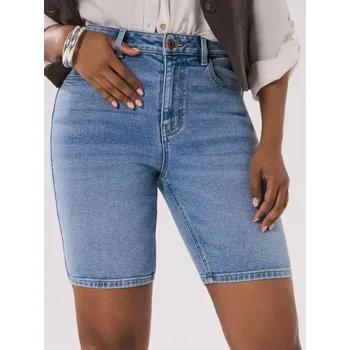 Dámská móda Sinsay - Džínové kraťasy high waist - modrá - 830FI-55J - 830FI-55J-34