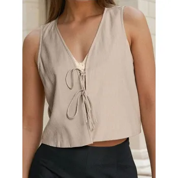 Dámské sako Sinsay - Vesta s viskózou - hnědá - 439EP-84X - 439EP-84X-M