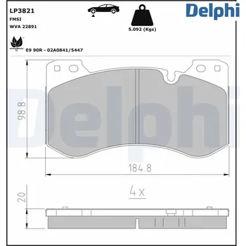 Brzdová destička Sada brzdových destiček, kotoučová brzda DELPHI LP3821