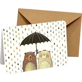 Přání Gutrath G5107 MEDVÍDCI POD DEŠTNÍKEM, otevírací s obálkou 9000919