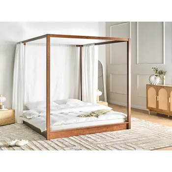 Ložnice Postel tmavě hnědá 160 x 200 cm bez čela minimalistický design nízká moderní Beliani