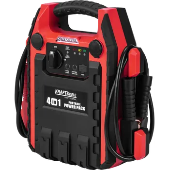 Nabíječka autobaterie Kraft&Dele KD5346, multifunkční jump-starter 4v1 s 1200A startovacím proudem, 22Ah baterií, 12V kompresorem a LED osvětlením---