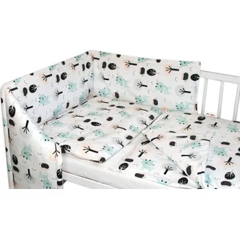 mantinel do postýlky Baby Nellys 3-dílná sada Mantinel s povlečením - Srnečci, bílá, 135 x 100