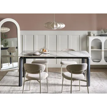 Zahrada Zahradní jídelní stůl šedý mramor slinutý kámen železný rám UV Odolný proti vodě a rzi Venkovní Vnitřní jídelna Terasa Moderní styl Beliani