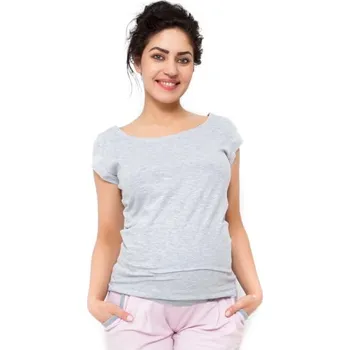 Těhotenská móda Be MaaMaa Těhotenské triko/halenka Celina - světle šedá