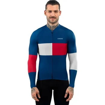 Pánské tričko SIROKO Pánský cyklistický dres s dlouhým rukávem M2 Vezzana Modrá XS MODRÁ|ČERVENÁ