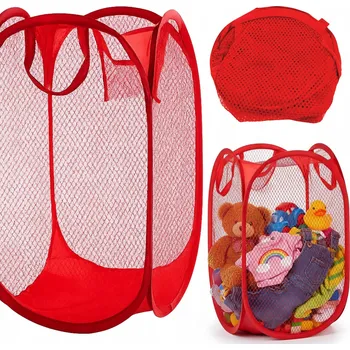 Koš na prádlo KOŠ NA HRAČKY PRÁDLO SÍŤOVANÝ SKLÁDACÍ PYTEL 47x30 CM ORGANIZÉR