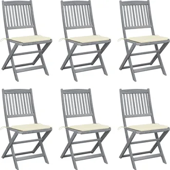 vidaXL Skládací zahradní židle s poduškami 6 ks masivní akáciové dřevo [3065446] Barva: krémová