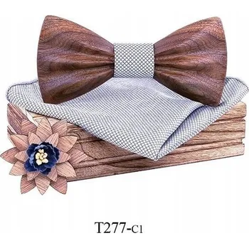 Motýlek Mahoosive Dřevěný motýlek s kapesníčkem T277