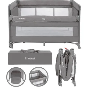 Dětsný nábytek Cestovní postýlka dvoupodlažní Kidwell Blissy Lift šedá se spouštěcí bočnicí