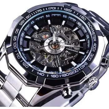 Hodinky Pánské hodinky automatický mechanický stříbrný náramek dárek