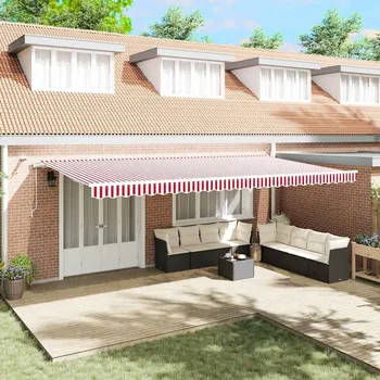 Markýza vidaXL Budsorovatelné zastřešení Červená a Bílá 600 × 300 cm [3331608]