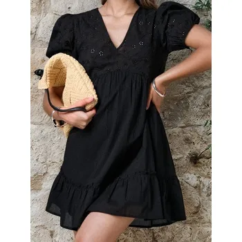 Dámská móda Sinsay - Šaty s&nbsp;krátkými rukávy - černá - 640FI-99X - 640FI-99X-S