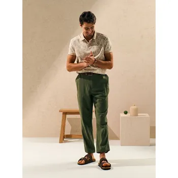 Pánská móda Sinsay - Polokošile s&nbsp;potiskem - béžová - 7358F-80X - 7358F-80X-S