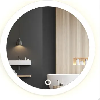 Zrcadlo Zrcadlo nástěnné LED podsvícené kruhové dotykové 70 cm