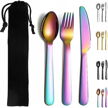 Příbor EVANDA Titanová Sada Příborů pro Kempování Duhová