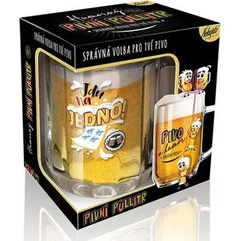 Sklenice Nekupto DÁRKOVÝ PŮLLITR - JDU NA JEDNO, sklo 500ml 7510403