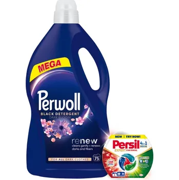 Prací prostředek Perwoll Renew Dark Bloom Tekutý prací prostředek na černé a tmavé prádlo 3,75l 75 dávek