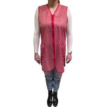 Kuchyňská zástěra DÁMSKÁ STYLONOVÁ ZÁSTĚRA SE ZAPÍNÁNÍM NA ZAMEK CZERWONY APRON XXL