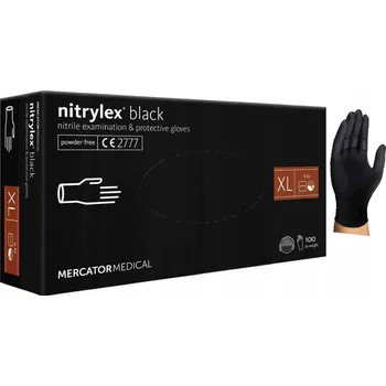 Vyšetřovací rukavice Rukavice NITRILOVÉ silné NITRYLEX BLACK 100 Ks MERCATOR MEDICAL