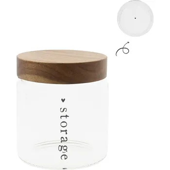 Dóza na potraviny Bastion Collections JARS S - Storage, dóza sklo, dřevěné víko, 12x13cm b380160